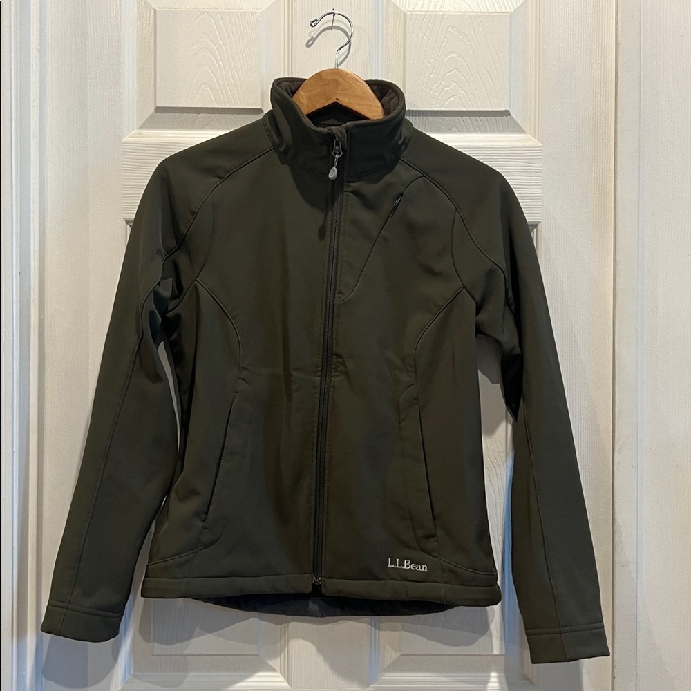 L.L. Bean Olive Green Softshell Zip Front Jacket